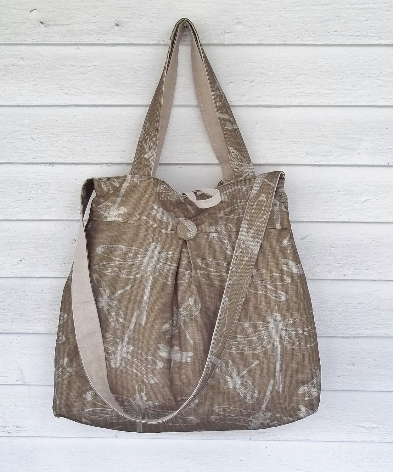 Dragonfly Bag - Road trip Bag - XL - Reversible - Linen - Zipper Pouch Set