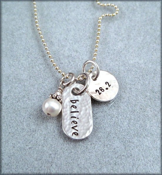 Believe Marathon Jewelry for runners Personalized race Charm Necklace