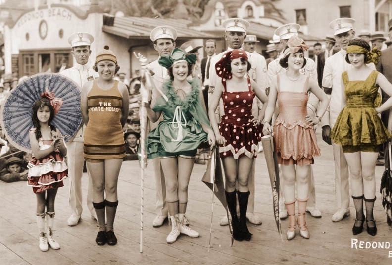 Vintage Photo 3 Ft Larger Poster Flapper Bathing Suit Costume REdondo Beach CA