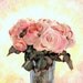 Pink and Golden Rose Bouquet Greeting Card
