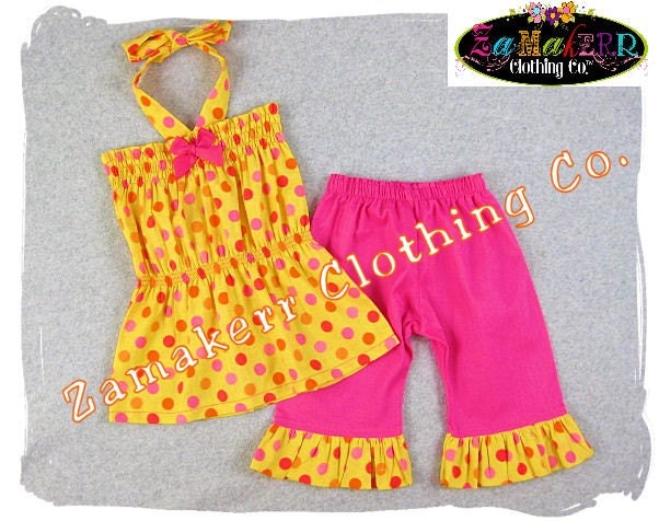 Custom Children Boutique Unique Handmade Cute Little Newborn Infant Toddler Baby Girl Clothes Clothing Pink N Dots Pillowcase Bubble Tunic Dress Top w/ Matching Pink Ruffle Pant Bottom Outfit Set 3 6 9 12 18 24 month size 2T 2 3T 3 4T 4 5T 5 6 7 8
