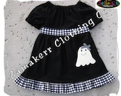 Custom Boutique Clothing Fall Halloween Ghost Trick or Treat Peasant Jumper Ruffle Dress 3 6 9 12 18 24 month size 2T 2 3T 3 4T 4 5T 5 6 7 8