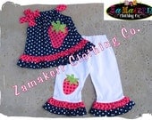 Custom Boutique Clothing  Pillowcase Strawberry Dress Top White Ruffle Pant Outfit Set 3 6 9 12 18 24 month size 2T 2 3T 3 4T 4 5T 5 6 7 8