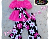 Custom Boutique Clothing Peasant Dress Top Sash Floral Ruffled Pant Outfit Set 3 6 9 12 18 24 month size 2T 2 3T 3 4T 4 5T 5 6 7 8
