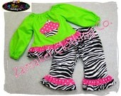 Custom Boutique Clothing Zebra Dots Peasant Tunic Dress Top Ruffle Pant Outfit Set 3 6 9 12 18 24 month size 2T 2 3T 3 4T 4 5T 5 6 7 8