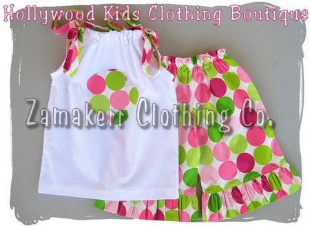 Custom Boutique Baby Girl Clothes White Pillowcase Top Polka Dot Ruffled Pant Outfit Set 3 6 9 12 18 24 month size 2T 2 3T 3 4T 4 5T 5 6 7 8