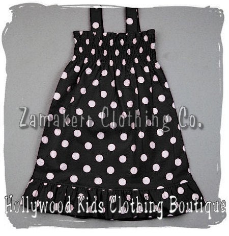 Custom Boutique Clothing Polka Dot Summer Smock Dress 3 6 9 12 18 24 month size 2T 2 3T 3 4T 4 5T 5 6 7 8