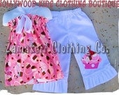 Custom Boutique Clothing Cupcake Halter Dress Top Ruffled Pant Outfit Set 3 6 9 12 18 24 month size 2T 2 3T 3 4T 4 5T 5 6 7 8