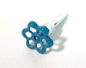 Wine Bottle Stopper - Upcycled Blue Valve Knob