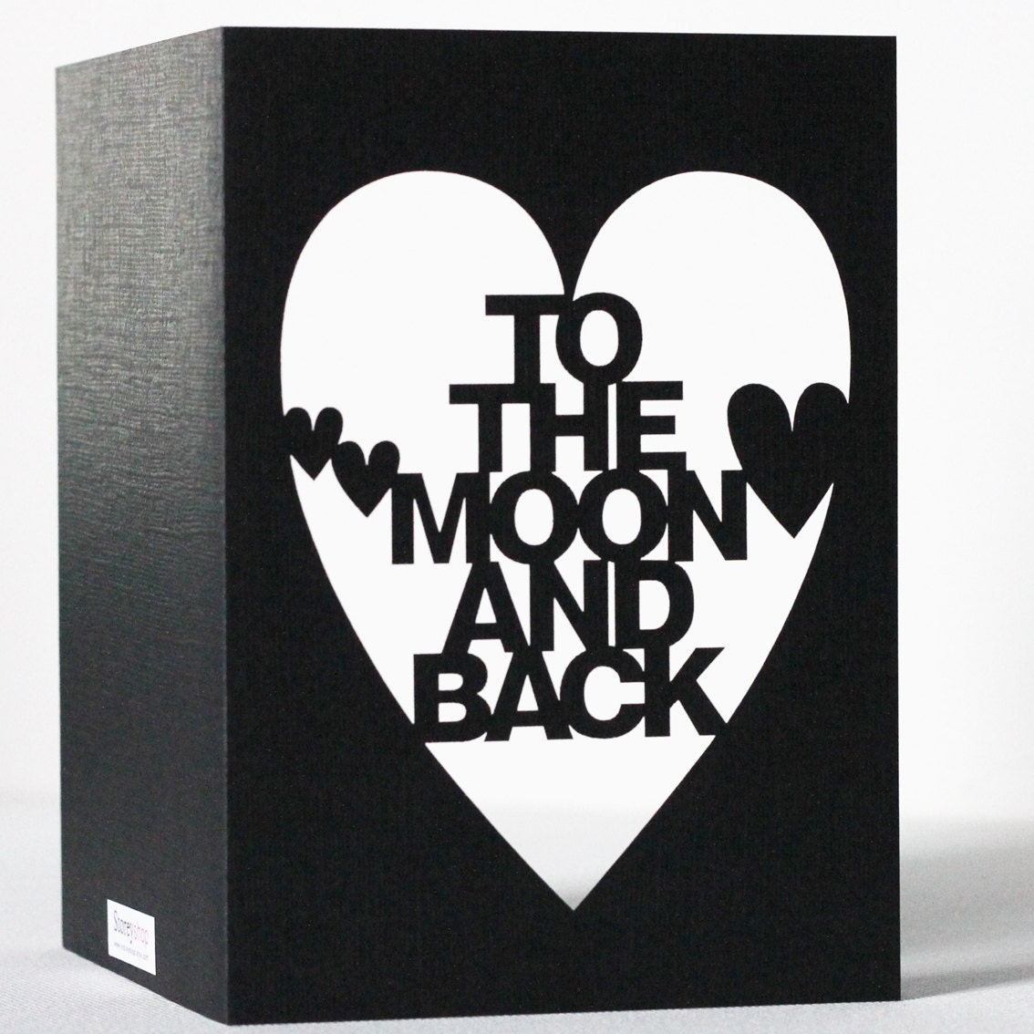 Papercut Anniversary Valentine or Wedding Card - To The Moon And Back - Black Red or White