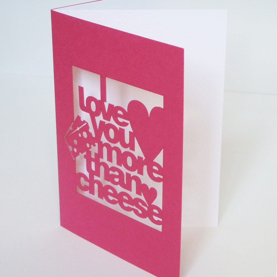 Pink Cut-Out 'I Love You More Than Cheese' Card