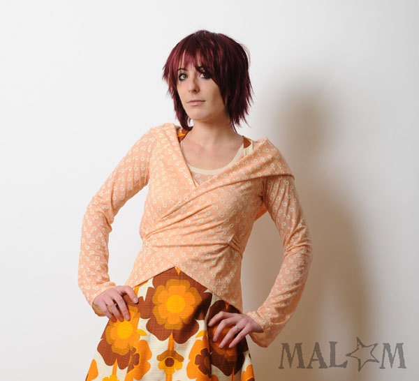 Peach Shrug - Strap Wrap Floral Shrug - Long sleeves  - YOUR SIZE - 6 ways to wear