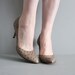 vintage embossed ostrich taupe pumps 10