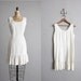vintage white ruffle skirt shift dress