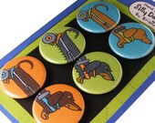 Dachshund In a Wheel Chair Magnet Set Silly Dog Magnet Handicapped Disabled Pets