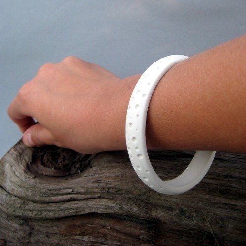 Cratered Bracelet - No 1 - Hand sculpted and carved porcelain