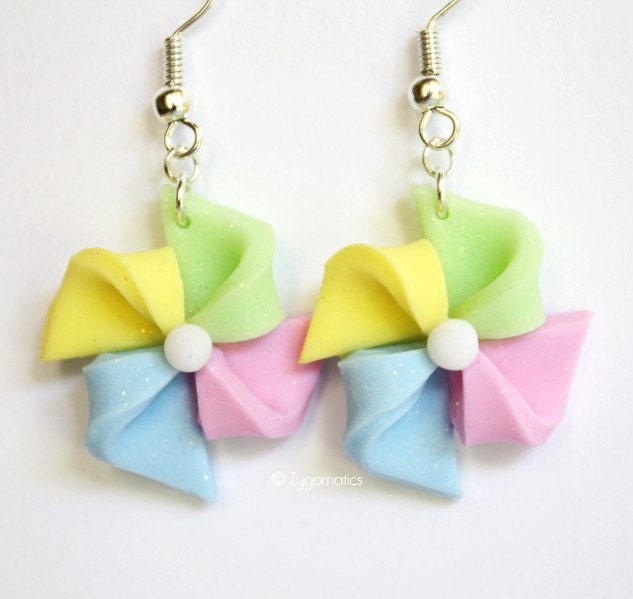 Pastel Pinwheels Polymer Clay Earrings