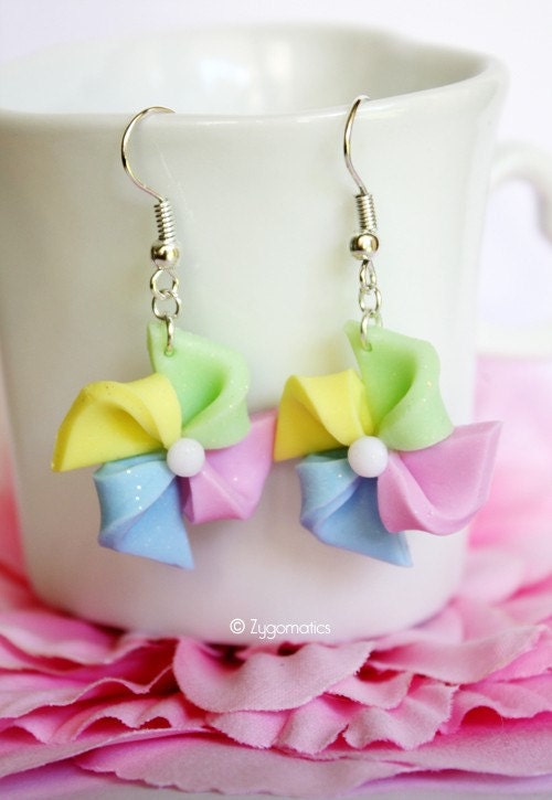 Pastel Pinwheels Polymer Clay Earrings