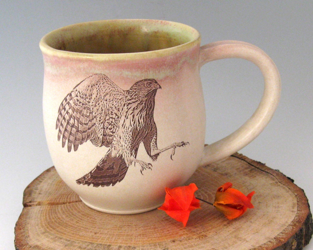 Coffee Mug - Cooper's Hawk - 21 oz - Wheel Thrown Stoneware Pottery