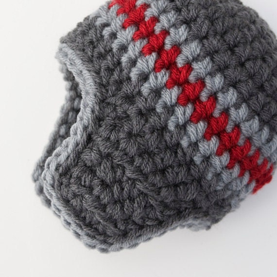 Children Winter Clothing Vegan Baby Infant Newborn Aviator Beanie Hat with Earflaps Gray Red 0 to 3 months or 3 to 6 months