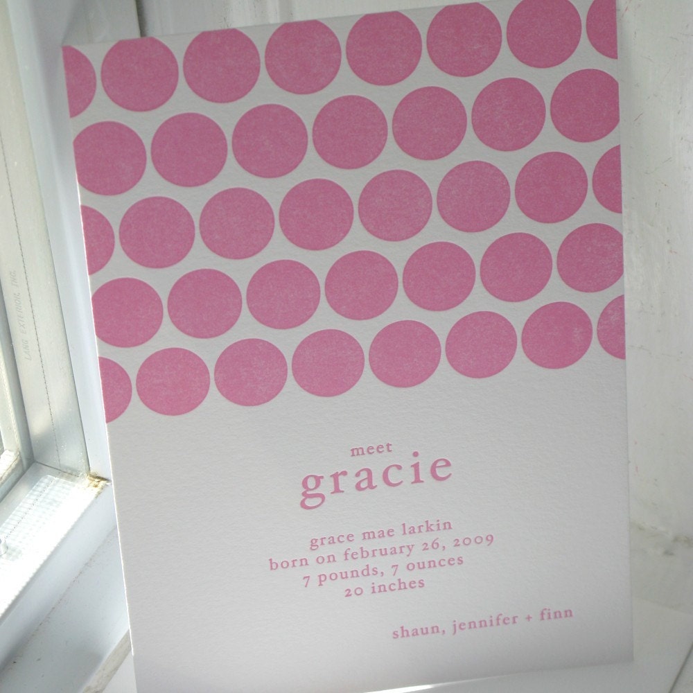 Polka Dot Baby Announcement (Letterpress) sample
