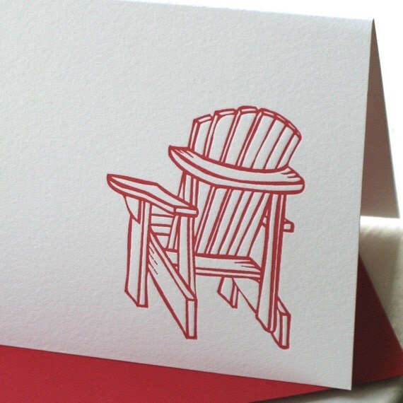 Adirondack Chair Note Card Letterpress by thepaperpeony on Etsy