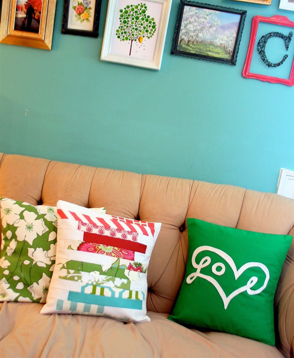 Love Pillow Cover in Green