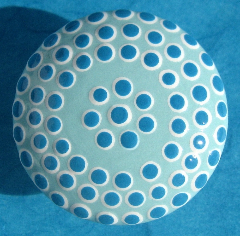 6 Dotted  Pale Blue and Turquoise Drawer Knobs - RESERVED for ASTUESSE - sweetmixcreations