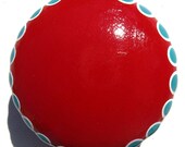 Ruby Red and Turquoise Blue Hand Painted Drawer Knob