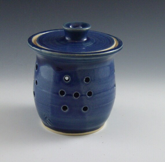 Stoneware / Ceramic / Pottery Garlic Keeper Jar Royal by JNpottery
