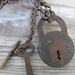 2x pc Bogo Wholesale lot bulk antique key huge heavy pendant pad lock padlock skeleton key Necklaces 75 to 100 years SteamPunk k42