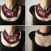 Corydalis Flexuosa ... Freeform Beaded Crochet Necklace - Flowers - Red Burgundy Blue Persimmon