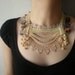 Primula Vulgaris ... Beaded Crochet Necklace - Cream Beige