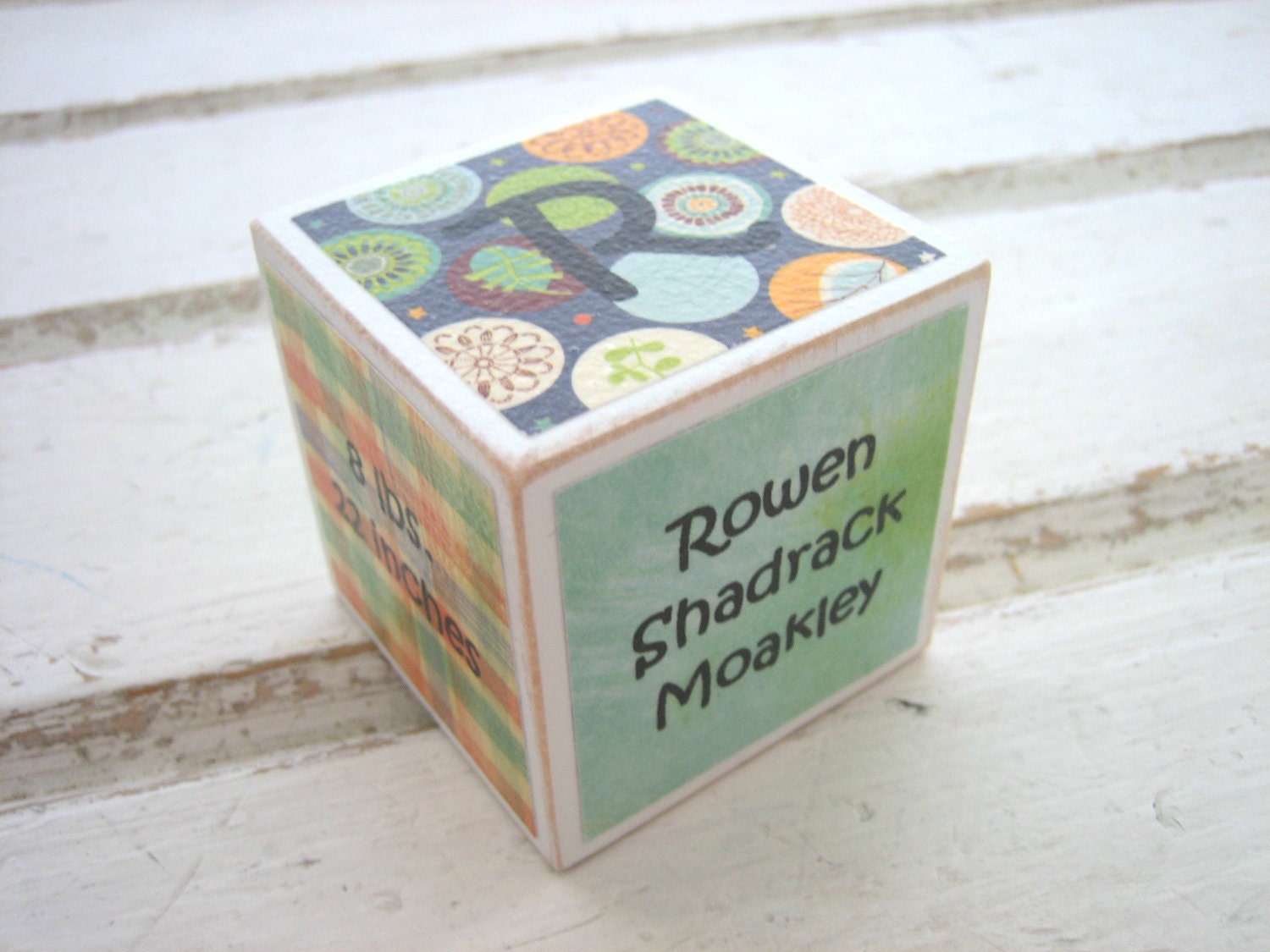 Around the Block - Personalized Wooden Block Birth Announcement/Keepsake
