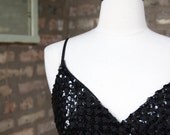Vintage 70s Black Sequin Bodice Maxi Dress