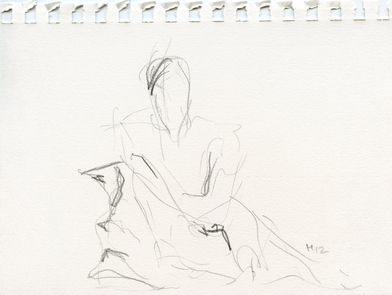 Monique 2, original art,  graphite, ooak, nude, female nude, sitting, pencil drawing