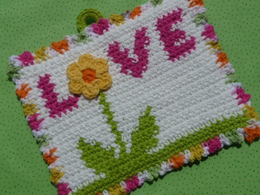 Love is in the Air Potholder Crochet PATTERN - INSTANT DOWNLOAD