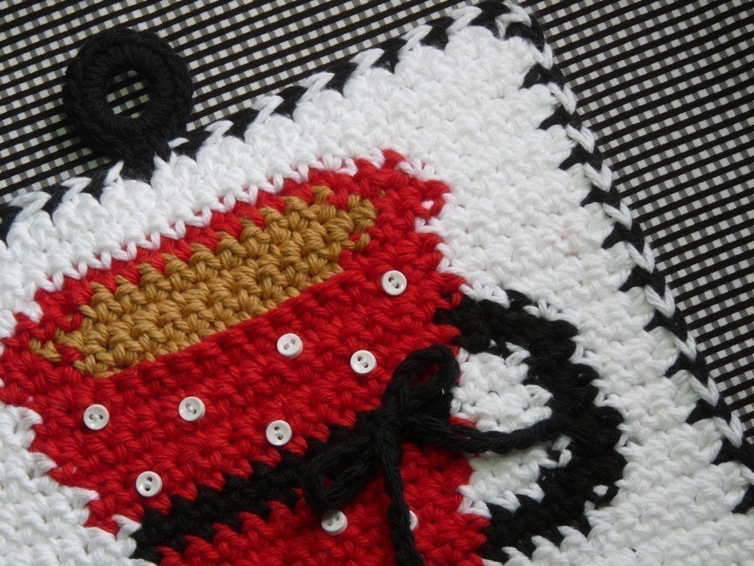 Dots Coffee Cup Potholder Crochet PATTERN - INSTANT DOWNLOAD