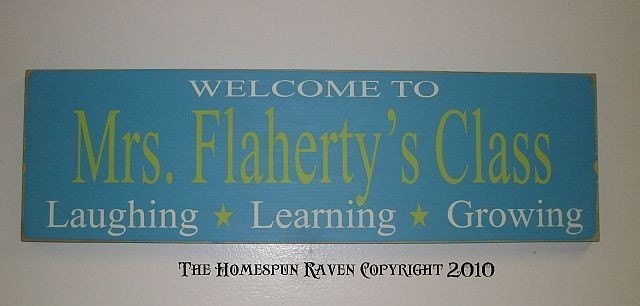 Personalized Custom Teacher Classroom Sign Handpainted Primitive Wood Sign 8x24 Plaque DESIGN YOUR OWN