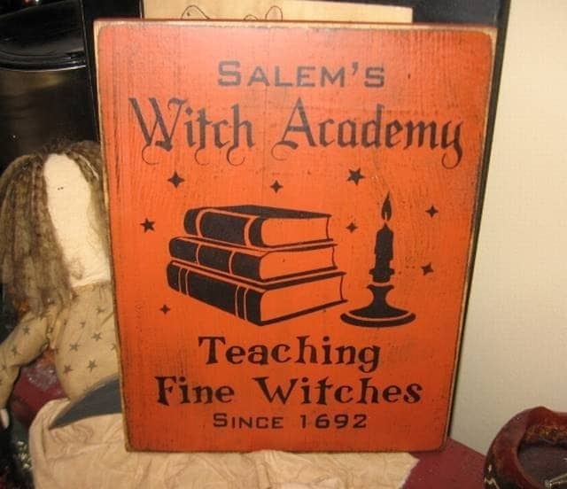 Salem Witches Academy Witch Wiccan Handpainted by thehomespunraven