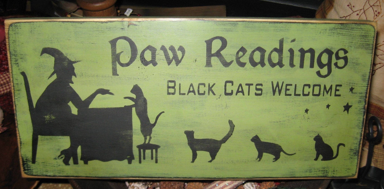 Paw Readings Witch Primitive Wood Sign by thehomespunraven on Etsy
