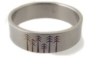 Wedding Band with Pine Trees in Titanium