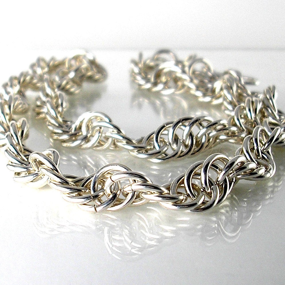 Handmade Necklace Chainmaille Spiral,  Argentium Sterling, Twister Royale
