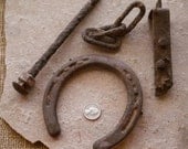 Western Salvage Horse Shoe Rust Metal Wagon Parts Reclaimed Found Objects Decor. Assemblage, Altered Art