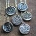 Custom Wax Seal Monogram Reversible Antique Lace Necklace in fine silver - personalized monogram jewelry made with antique lace