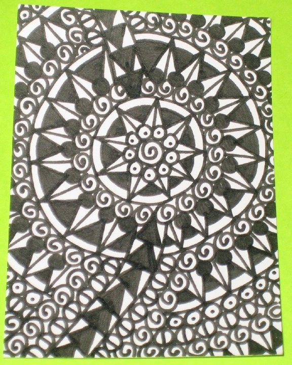 Original Drawing ACEO  Black and White  Design