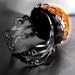 Neon Orange Pumpkin Ring, Halloween Jewelry, Day Glo Bright Orange Cocktail Ring, Black Gunmetal Adjustable Ring, Dark Goth Gothic Ring