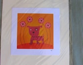 Pink Bulldog Digital Print unframed