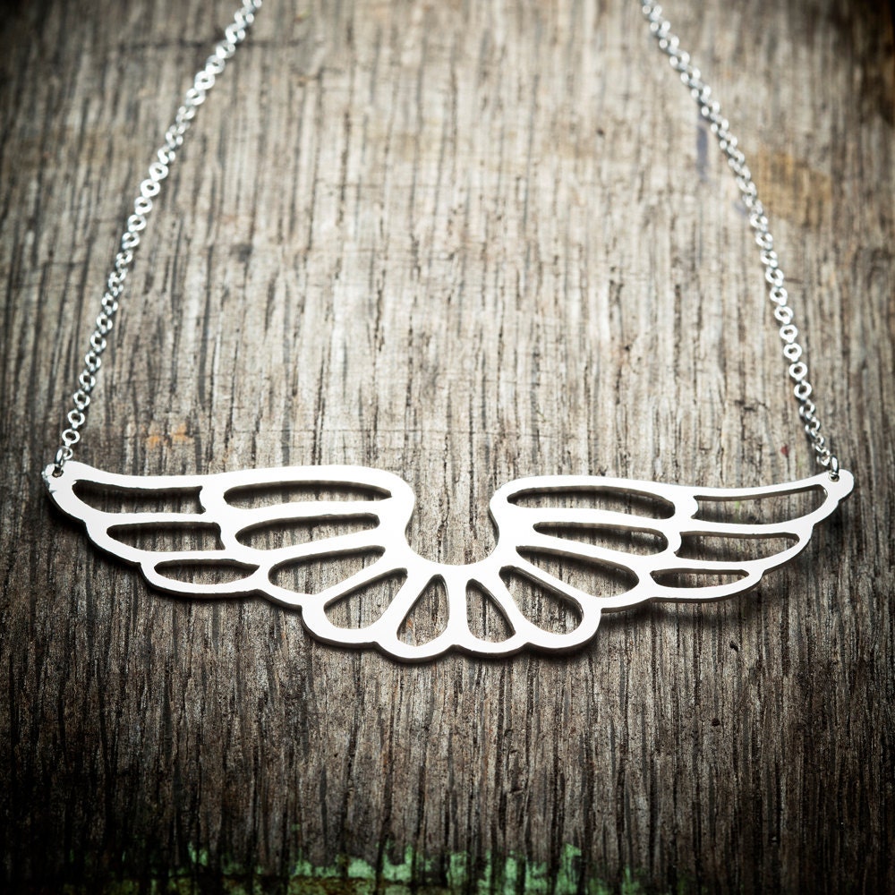Wings Necklace in sterling silver - bird nature angel wings of glory womens jewellery