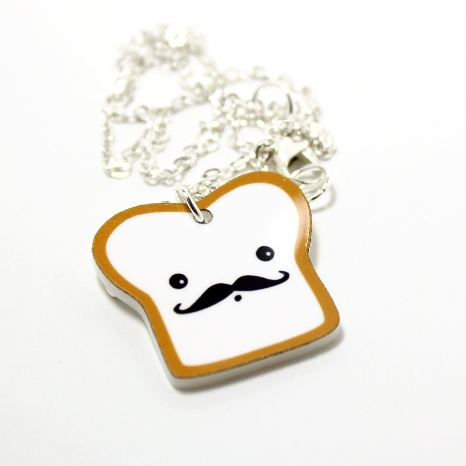French Toast Acrylic Charm Necklace on Silver Plated Chain